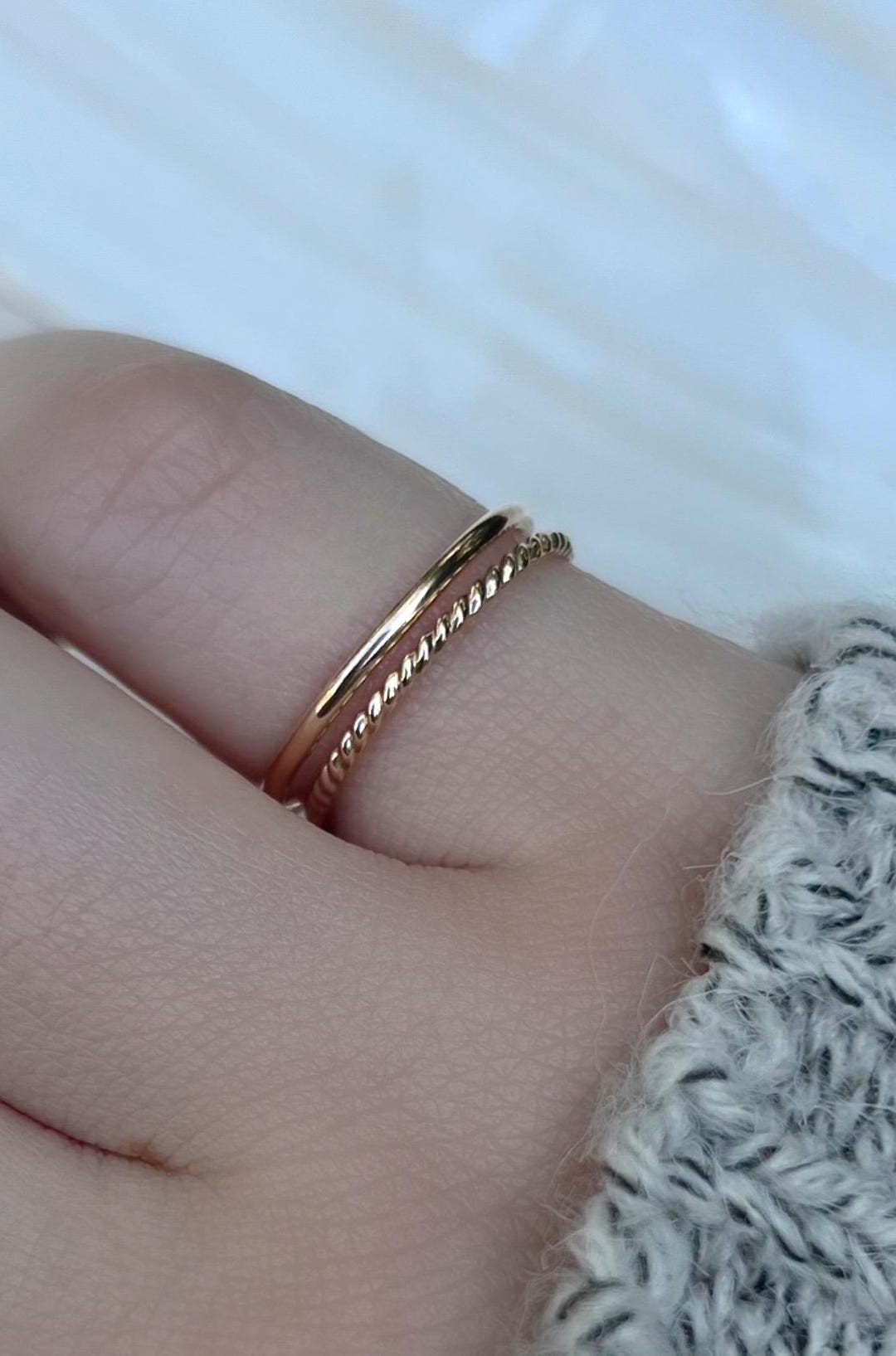 Stringy Ring Pinky Ring Stacking Ring Set Waterproof 14k Gold Fill Ring Sterling ...
