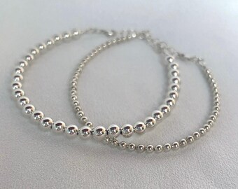 Sterling Silver Bracelet Beaded Silver Bracelet Stacking Bracelet Non Tarnish Waterproof Bracelet Gift for Women 14k Gold Fill Bead Bracelet