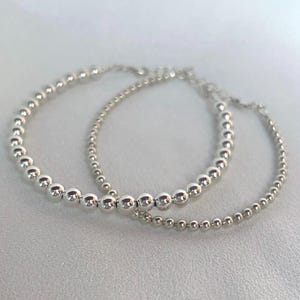 Sterling Silver Bead Bracelet Silver Bracelet for Stacking Simple Silver Beaded Bracelet Silver Ball Stackable Bracelet Set 925 Sterling