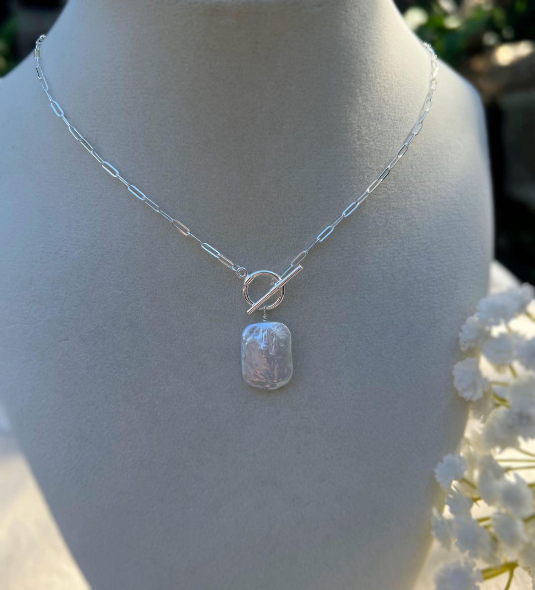 Eternal Pearl Cross Toggle Necklace main image 1