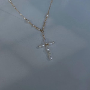 Pärlhalsband för brudparet, 14k guldfyllt sterlingsilver, korshalsband, brudtärnegåva, smycken för bröllopshalsband