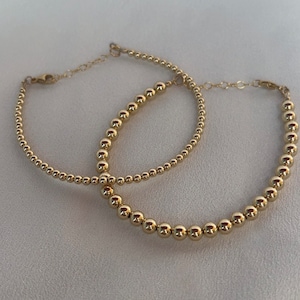 Dainty 14k Gold Filled Beaded Bracelet Set Gold Bead Bracelet Stacking Bracelet for Women Gift for Wife Gift for Friend Waterproof Bracelet