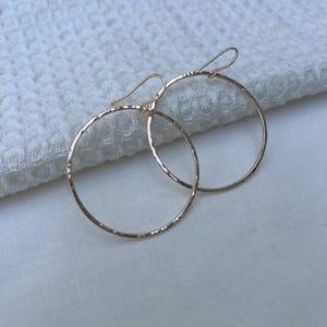 14k Gold Filled Hoops Ear Wire Large Hoop Earrings Gold Waterproof hoop for Everyday Hammered Drop Hoop Tarnish Resistant Earrings Gift