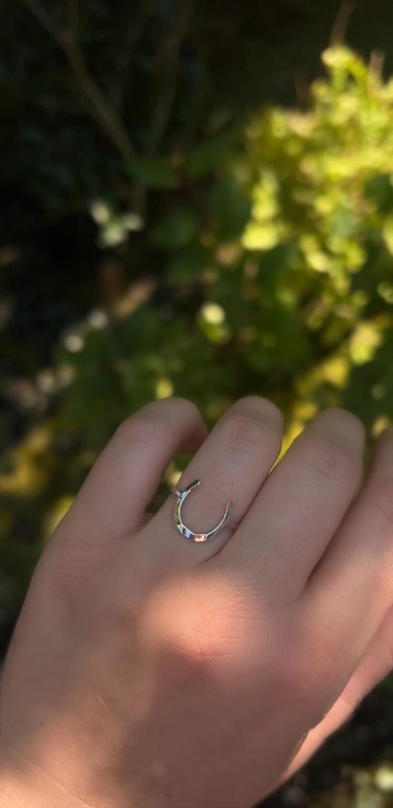 Horseshoe Ring Sterling Silver Western Ring Statement Cowgirl Ring Country Jewelry Stacking Ring Accent Ring Horse Girl Gift Horseback Rider