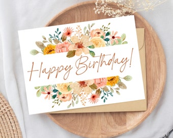 Alles Gute zum Geburtstag Karte, Blumendruck, Digitaler Download, Druckbare Karte, 5 "x 7" Karte, druckbare Karte, Grußkarte, Print at home
