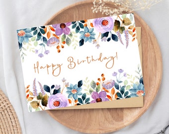 Alles Gute zum Geburtstag Karte, Blumendruck, Digitaler Download, Druckbare Karte, 5 "x 7" Karte, druckbare Karte, Grußkarte, Print at home