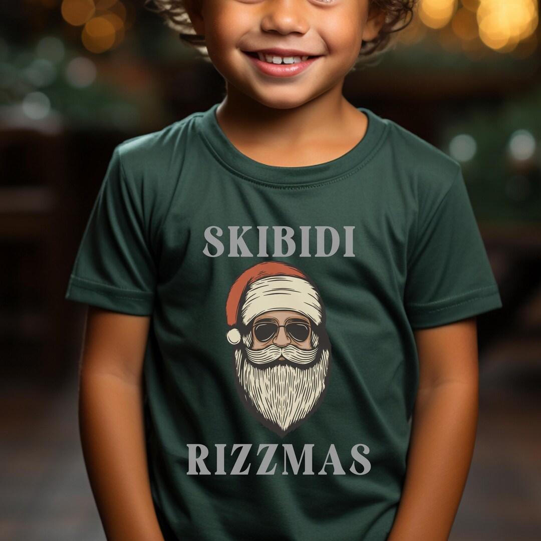 Skibidi Rizzmas Christmas Shirt, Funny Santa Kid T-shirt, Holiday Xmas ...