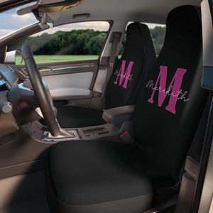 Custom Seat Covers | Personalized Car Seat Covers, Pink Name and Initial Car Seat Protectors, Pink Auto Accessories, Matching Vehicle Decor