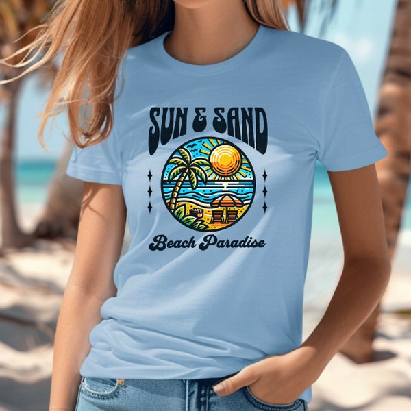 Paradise Tshirt, Sun Sand Beach Tee, Beach Vibes Shirt, Trendy Vacation Tee, Retro Good Vibes Summer Shirt, Vintage Shirt, Palm Tree Tops