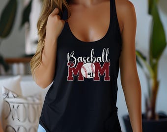 Personalized Baseball Mom Tank Top, Custom Team Number, Summer Sports Gift
