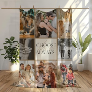 Custom Photo Blanket Collage, Personalized Picture Blankets, Family Photo Throw, Custom Text Anniversary Gift, Picture Memory Blanket Gift