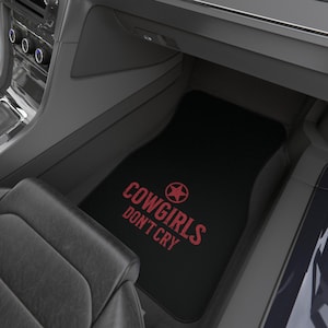 Cowgirl Car Mats, Cowgirls Don’t Cry Pink Auto Floor Mats Set, Western Car Accessories for Women, Cute Pink Auto Decor, Rodeo Cowgirl Gift