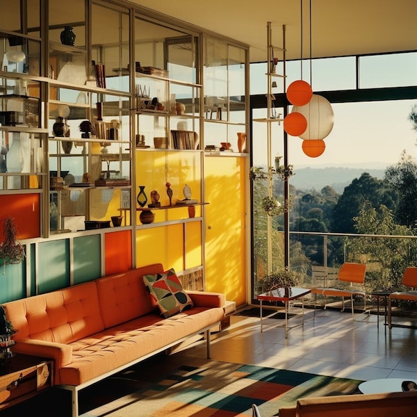 Mid-Century Modern Masterpieces: A Coloring Journey