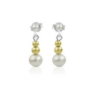 Pearl Gold Drop Earrings, Freshwater pearls, Bridal Earrings,