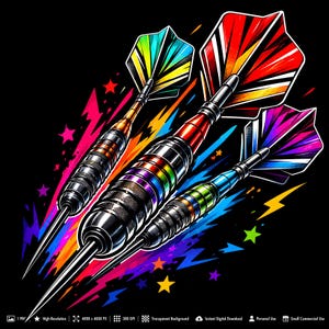 Colorful Darts PNG, Dart Throwing Graphic, Pub Game Shirt Design for Sublimation