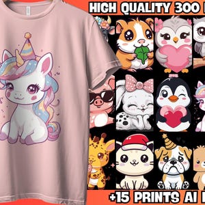 15 Kids Animal T-Shirt Designs | Cute & Fun Animal Graphics | Digital Print Pack for Children | Customizable Kids Apparel Art