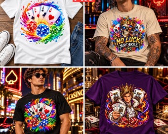 Casino PNG Bundle, Poker Cards Dice Skull King Gambling Sublimation Designs