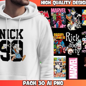 30 Animated Urban Designs - Premium Casual Style Design Packs, Trendy T-shirt Design, Urban Design, Superhero Design, Kids, Urban Wear.