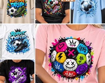 Soccer Graffiti PNG Bundle, Respect the Drip, Neon Cleats and Colorful Football Art