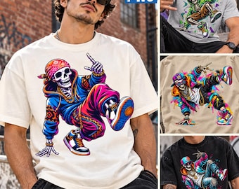 Breakdance Skeleton PNG Bundle Hip Hop Streetwear Bboy Dancer Sublimation Digital Download File