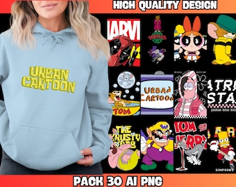 Animated Urban Cartoon Designs: T-Shirt Graphics, PNG & AI Files (Digital Download)