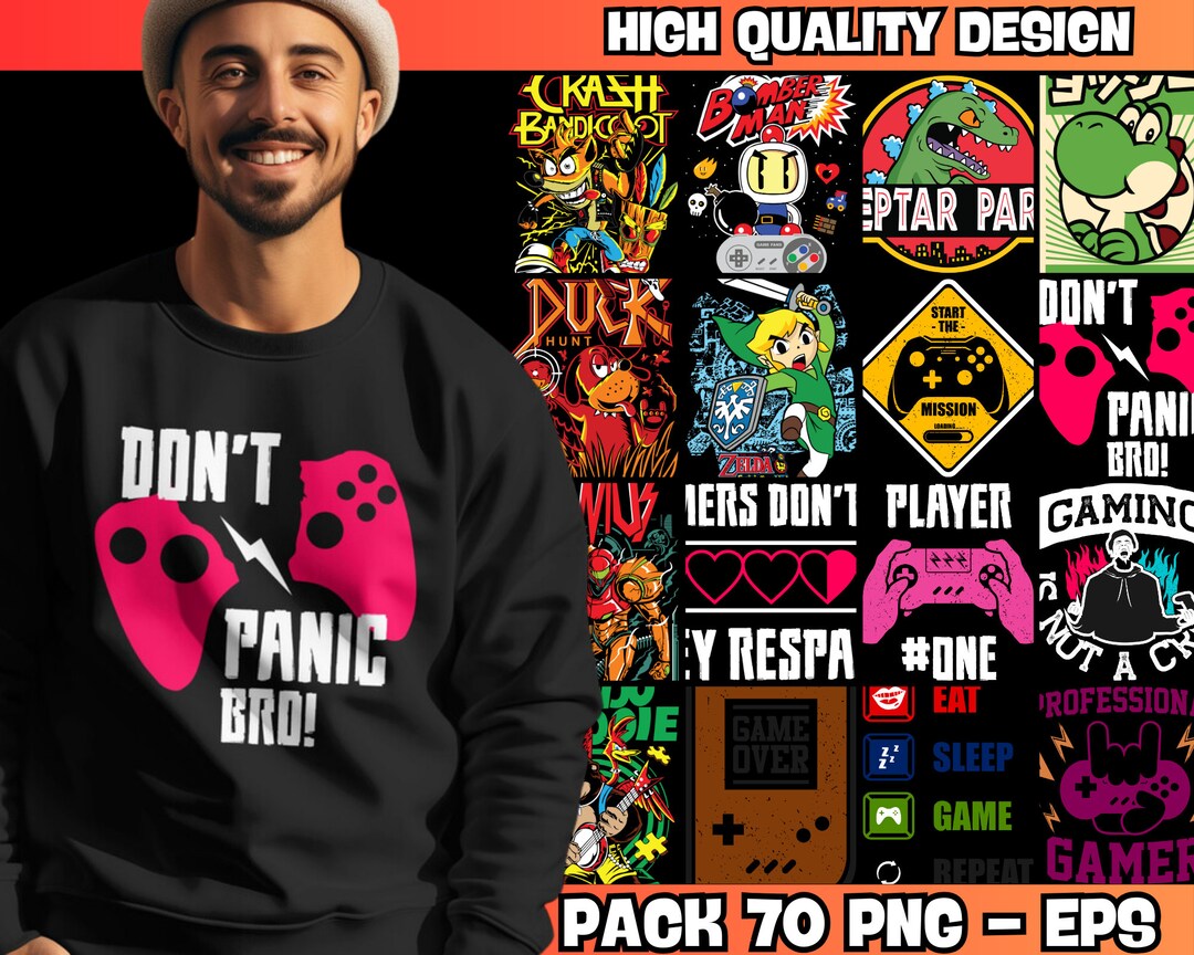 75 Video Game Designs: Premium Casual Style Design Packs, Fashion T ...