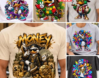 Duck PNG Bundle, Hip Hop Cartoon Streetwear Money Graffiti Sublimation