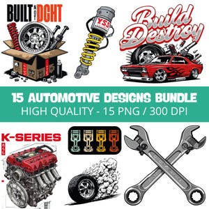 Automotive Designs Bundle Car Parts, Mechanic Garage Graphics PNG (commercial use)