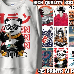 15 Japanese Aesthetic T-Shirt Design Bundle | Trendy T-shirt Graphics | Tokyo, Samurai | High-Quality 300 DPI | POD & DIY Projects