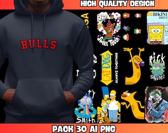 Animated Urban Designs: T-Shirt Graphics, Superhero Clipart (30 PNG & AI Files) (Digital Download)