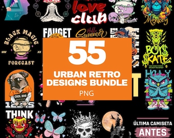 Paquete PNG de estilo retro urbano psicodélico, diseños de skate psicodélicos vanguardistas para sublimación (uso comercial)