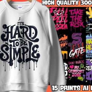 15 Urban Graffiti T-shirt Designs | Street Art PNG Bundle | 300 DPI High Quality | Streetwear Graphics | Underground Skate Style.
