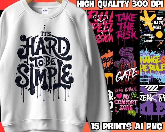 Urban Graffiti T-Shirt Designs: Street Art PNG Bundle (commercial use)