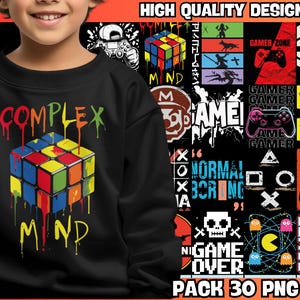 30 Video Game Designs: Premium Casual Style Design Packs, fashion t-shirt design pack, urban design, video game, children's, urban clothing.