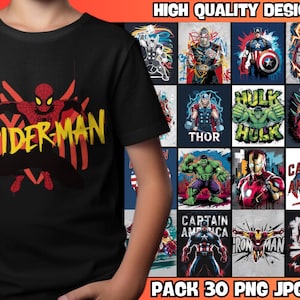 30 Superhero Designs Premium Casual Style Design Packs, Fashion T-shirt Design Pack, Urban Design, Kids, Urban Clothing, House Decor