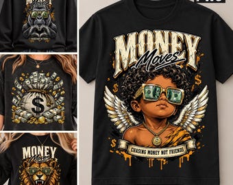 Money Moves PNG Bundle Urban Hustle Streetwear Gorilla Lion Cherub Digital Download File