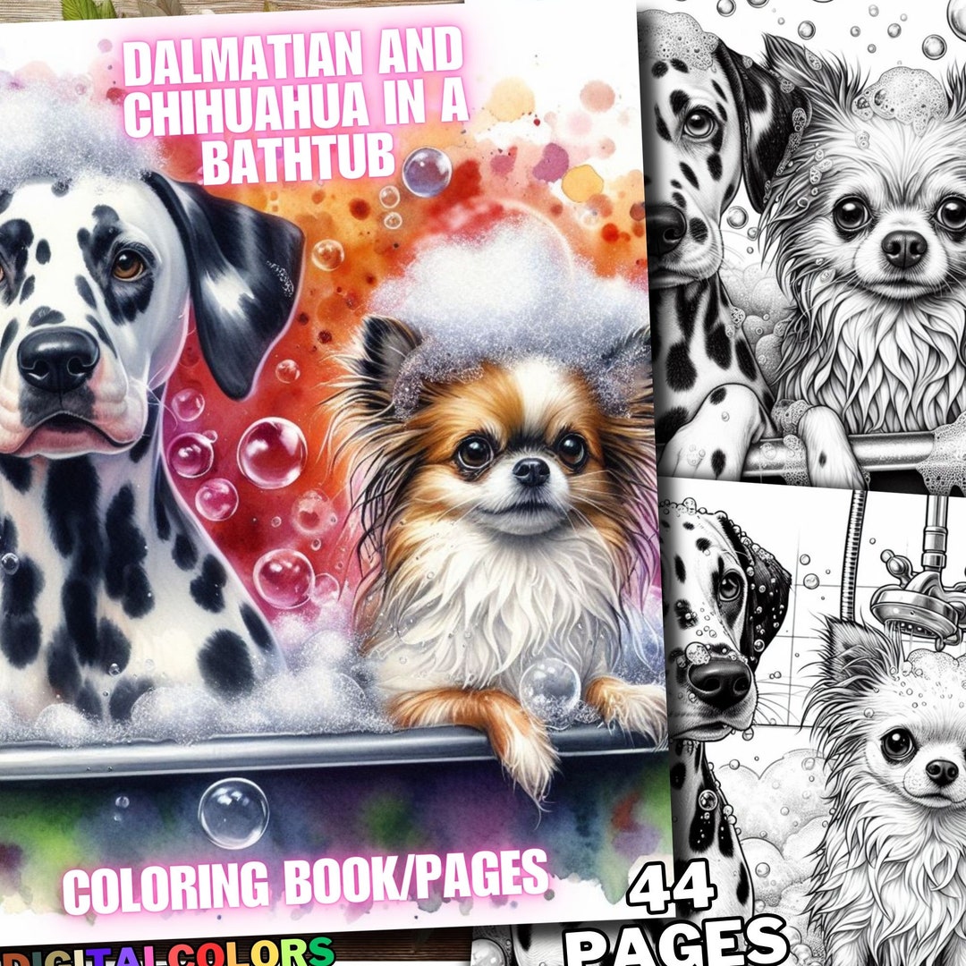 44 Dog Dalmatian and Chihuahua in a Bathtub Coloring Pages Dogs ...