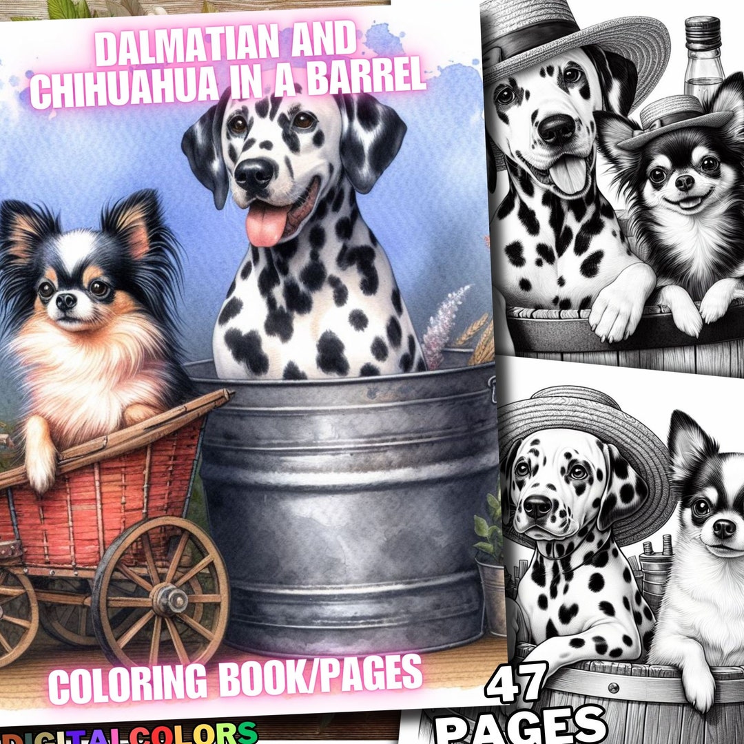 47 Dog Dalmatian and Chihuahua in a Barrel Coloring Pages, Dogs ...
