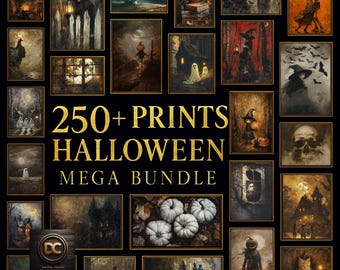 Halloween Prints Mega Bundle | 250+ Gothic Wall Art | Spooky Fall Decor | Dark Vintage Gallery | Printable Download | PNG 300 DPI