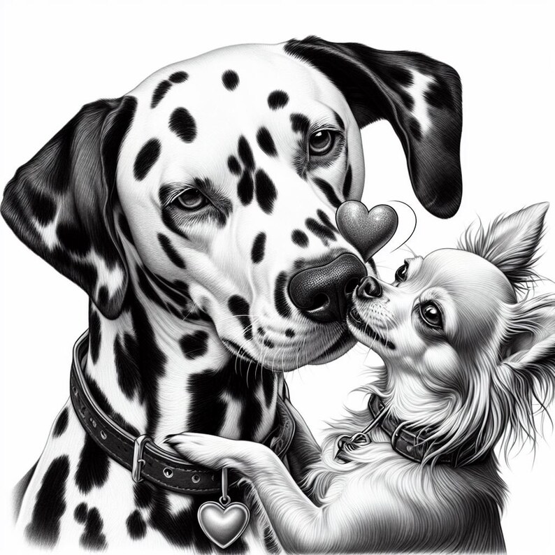 63 Chihuahuas and Dalmatians in Love Coloring Book Valentine Dogs ...