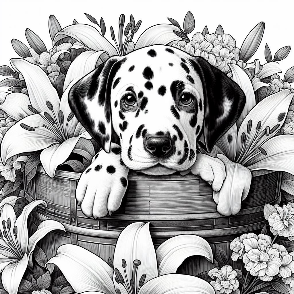 44 Dog Dalmatian in a Pot Coloring Pages, Dogs Dalmatian in a Pot ...