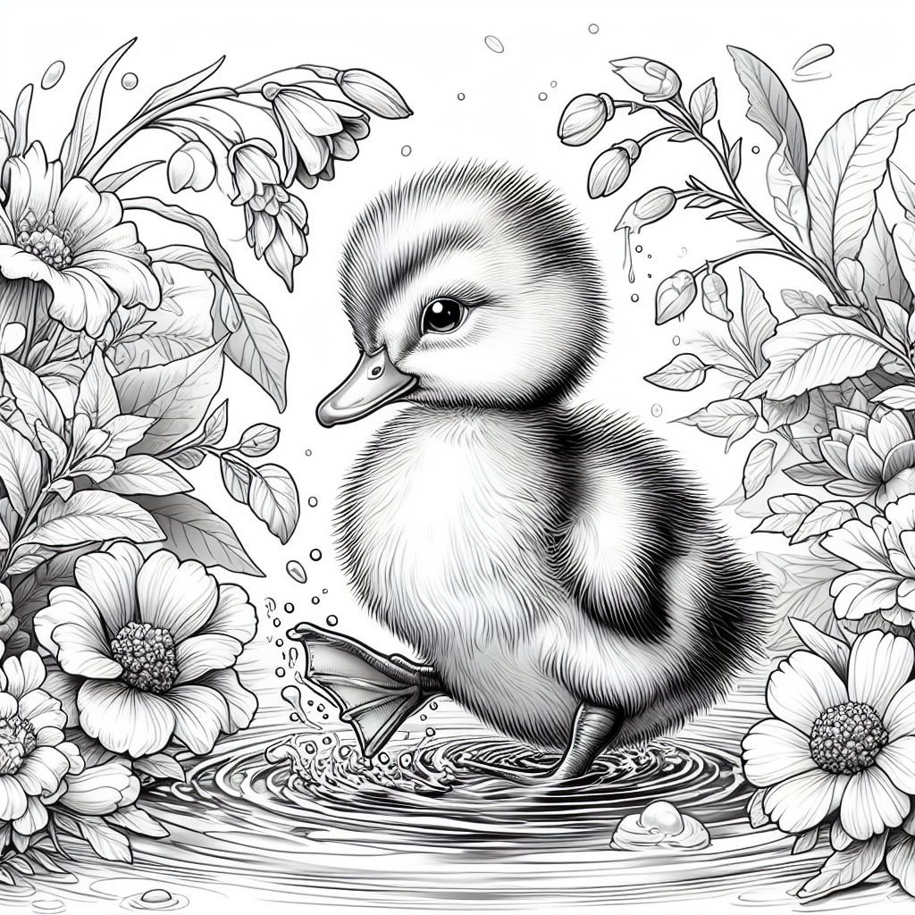 coloring page cute duck