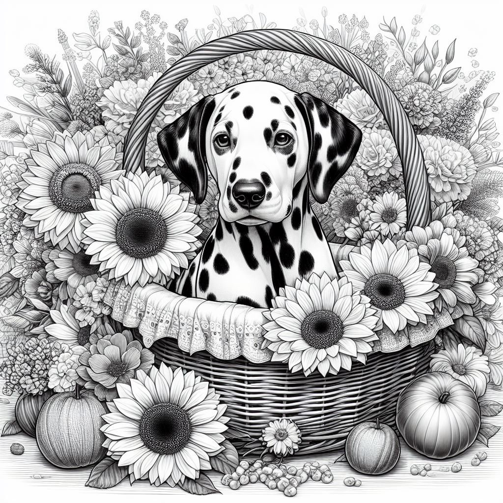 40 Dog Dalmatian in Basket Coloring Pages, Dogs Dalmatian in Basket ...