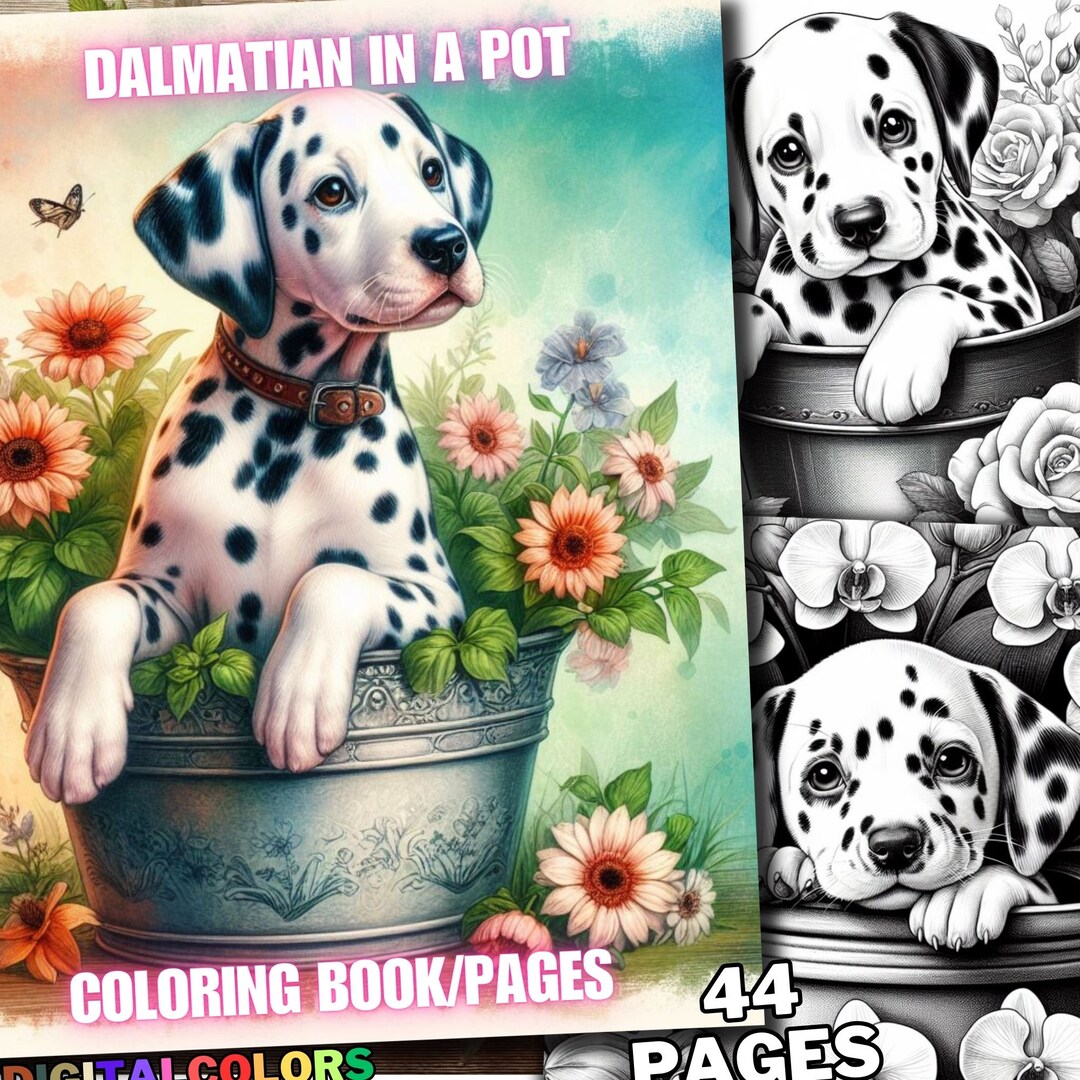 44 Dog Dalmatian in a Pot Coloring Pages, Dogs Dalmatian in a Pot ...