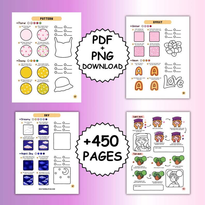 簡単な模様の描き方 塗り絵パック＆大胆なデザイン集（PDF + PNG） 画像 5