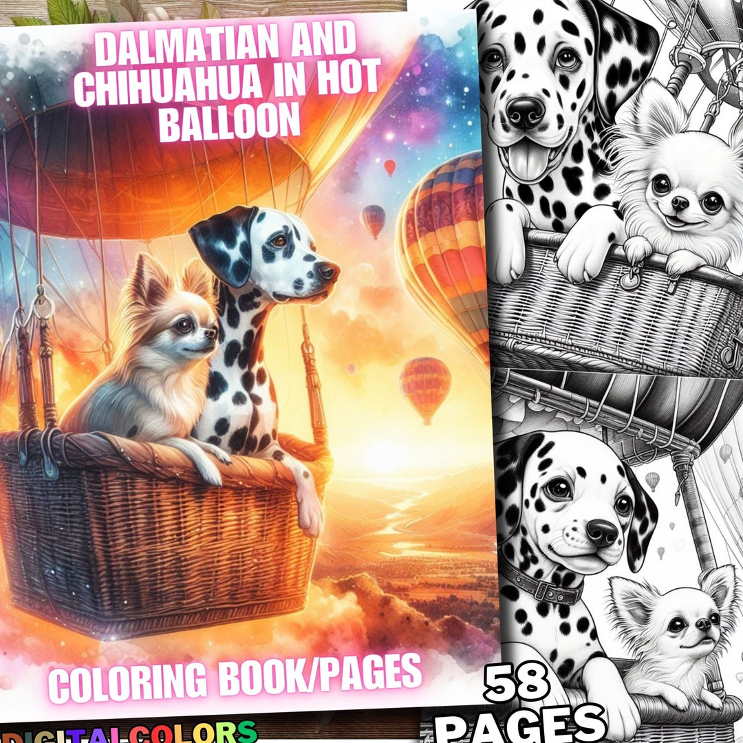 58 Dog Dalmatian and Chihuahua in Hot Balloon Coloring Pages, Dogs ...