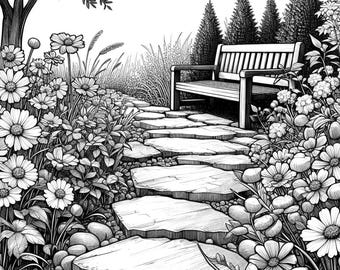 55 Summer Garden Coloring Pages, Garden Coloring Book