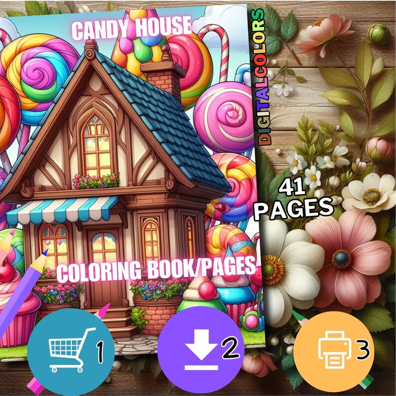 41 Candy House Coloring Pages, Fantasy Candyland Houses Coloring Book ...