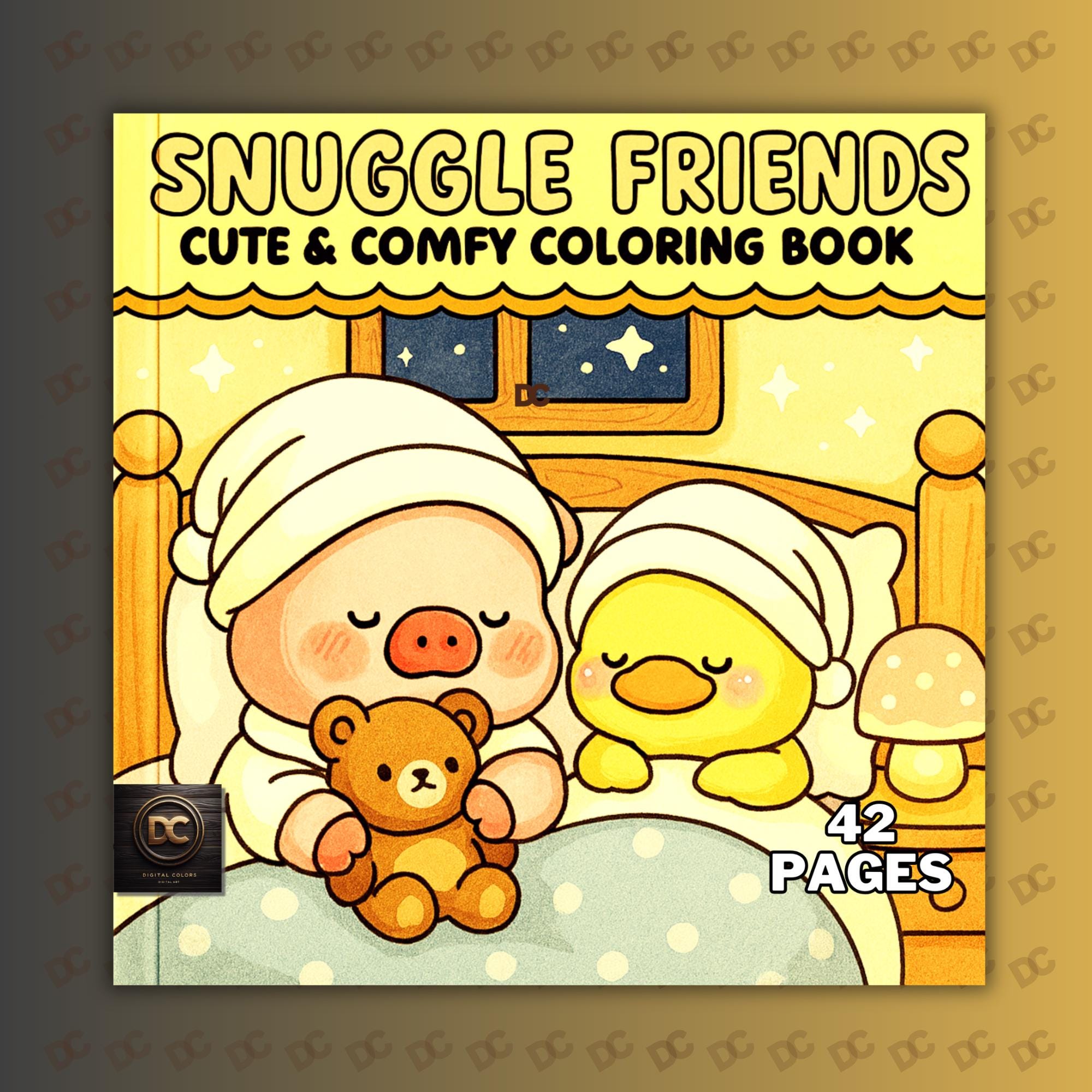 Snuggle Friends Bold & Easy Kawaii Coloring Book for Adults and Kids – 42 Cozy Printable Pages (PDF) + Procreate PNG