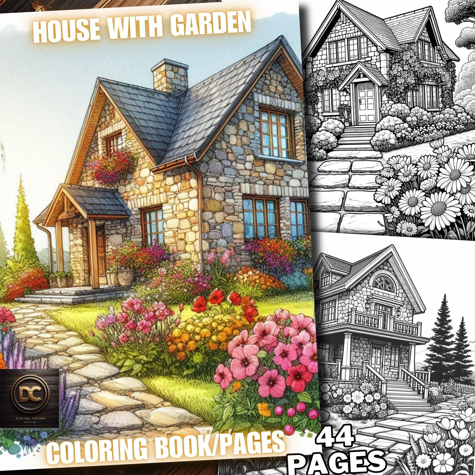 EXCITING BOOK HOUSEページ 44 Houses With Garden Coloring Pages, Houses Coloring Book